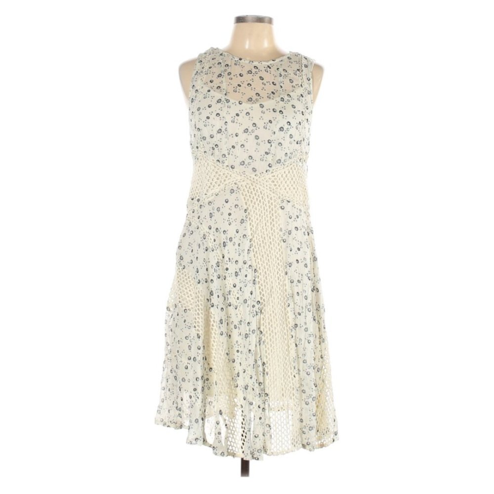 Floreat Sleeveless Ivory Blue Lace Casual Dress Size 12